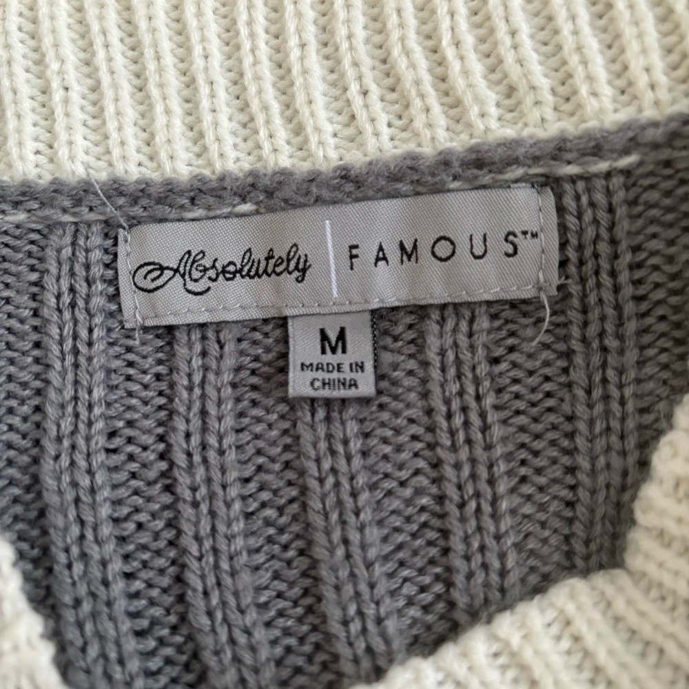 Absolutely Famous Neutral Colorblock Cardigan Size M - Picture 5 of 11